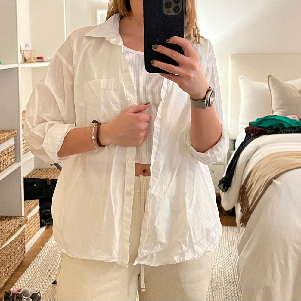 LOFT petites white button down